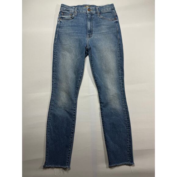 Mother Women's High Waisted Looker Ankle Fray Blue Denim Jeans - Size 26x26 - Picture 1 of 8